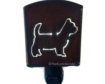 YORKIE Yorkshire terrier dog nightlight night light made of Rustic Rusty Rusted Recycled Metal