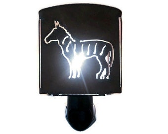 ZEBRA nightlight night light made of Rustic Rusty Rusted Recycled Metal also wholesale