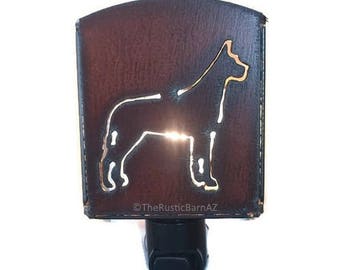 GREAT DANE dog nightlight night light made of Rustic Rusty Rusted Recycled Metal