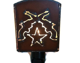 CROSSED PISTOLS GUN nightlight night light made of Rustic Rusty Rusted Recycled Metal also wholesale