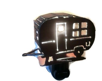 CAMPER TRAILER 3-D night light made of Rustic Rusty Rusted Recycled Metal