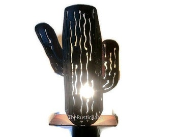 CACTUS SAGUARO 3-D night light made of Rustic Rusty Rusted Recycled Metal