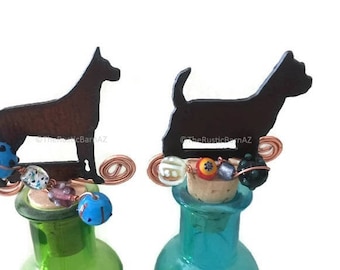 GREAT DANE or YORKIE Yorkshire terrier Dog Rusty Rustic Rusted Metal Decorative Wine Bottle Cork Stopper Topper