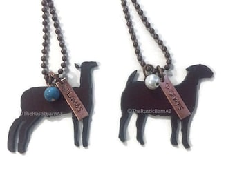 SHOW Farm Animals LAMB or GOAT Livestock Necklace made of Rustic Rusty Rusted Recycled Metal also wholesale