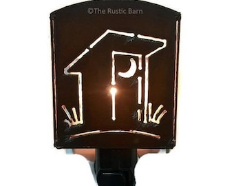 OUTHOUSE nightlight night light made of Rustic Rusty Rusted Recycled Metal also wholesale