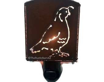 QUAIL nightlight night light made of Rustic Rusty Rusted Recycled Metal