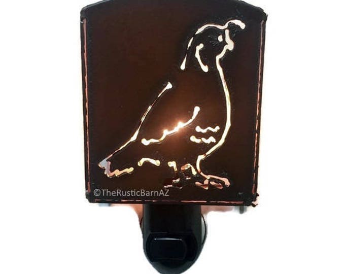 Featured listing image: QUAIL nightlight night light made of Rustic Rusty Rusted Recycled Metal