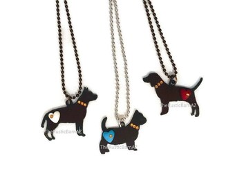 PITBULL YORKIE or BEAGLE Dog  Rustic Necklace with swarovski crystal collar and faux stone heart of Rustic Rusted Recycled Metal