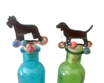 SCHNAUZER or BEAGLE Dog Rusty Rustic Rusted Metal Decorative Wine Bottle Cork Stopper Topper