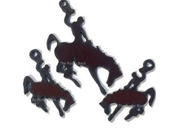 BRONC Charm and Earring set of Rustic Rusty Rusted Recycled Metal also wholesale