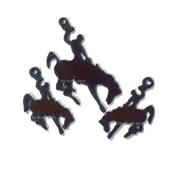 BRONC Charm and Earring set of Rustic Rusty Rusted Recycled Metal also wholesale