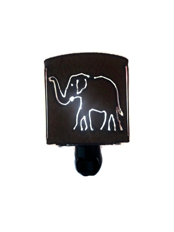 ELEPHANT zoo animal nightlight night light made of Rustic Rusty Rusted