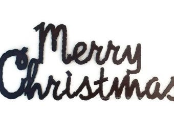 MERRY CHRISTMAS Western Sign made of Rustic Rusty Rusted Recycled Metal