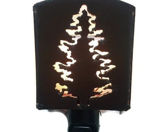 PINETREE TREE nightlight night light made of Rustic Rusty Rusted Recycled Metal