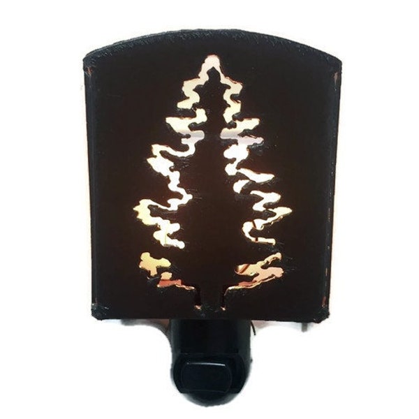 PINETREE TREE nightlight night light made of Rustic Rusty Rusted Recycled Metal