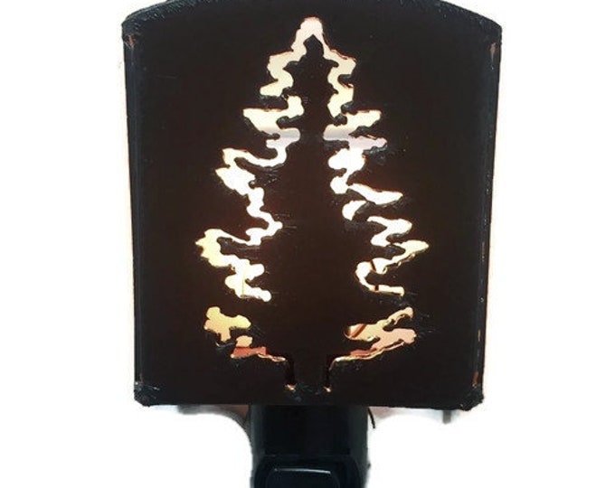 Featured listing image: PINETREE TREE nightlight night light made of Rustic Rusty Rusted Recycled Metal