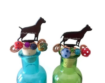 BOXER or PITBULL Dog Rusty Rustic Rusted Metal Decorative Wine Bottle Cork Stopper Topper also wholesale