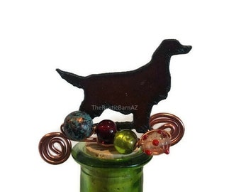 IRISH SETTER Dog Breed Rusty Rustic Rusted Metal Decorative Wine Bottle Cork Stopper Topper