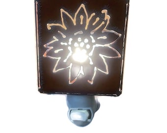 SUNFLOWER nightlight night light made of Rustic Rusty Rusted Recycled Metal