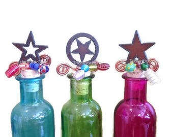 STAR outline, TEXAS Star or Plain STAR Wine Bottle Cork Stopper Topper Rusty Rusted Metal Decorative also wholesale