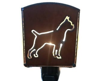 BOXER Dog nightlight night light made of Rustic Rusty Rusted Recycled Metal Retail or Wholesale