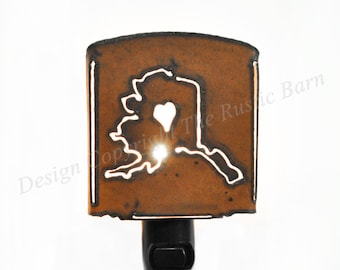 ALASKA shape Nightlight night light made of Rustic Rusty Rusted Recycled Metal also wholesale