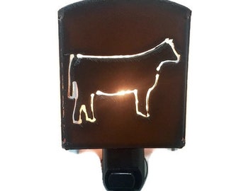 HEIFER Cow nightlight night light made of Rustic Rusty Rusted Recycled Metal