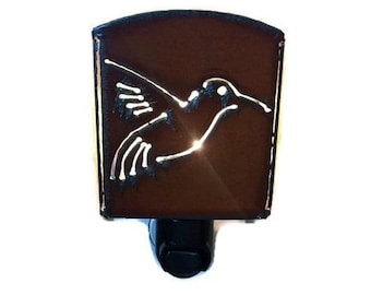 HUMMINGBIRD nightlight night light made of Rustic Rusty Rusted Recycled Metal also wholesale