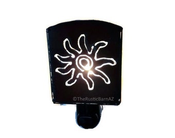 SOUTHWEST SUN nightlight night light made of Rustic Rusty Rusted Recycled Metal