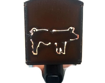 PIG Farm Farmer nightlight night light made of Rustic Rusty Rusted Recycled Metal
