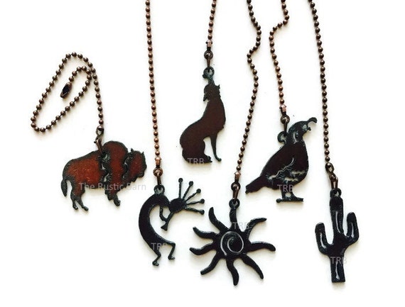 Ceiling Fan Pull Southwest Quail Cactus Sun Kokopelli Buffalo Or Coyote Made Of Rusty Rustic Recycled Metal Also Wholesale