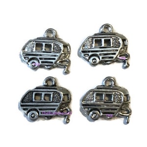 Set of 4 Pewter Trailer Camper Airstream Charms