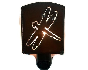 DRAGONFLY Nightlight night light made of Rustic Rusty Rusted Recycled Metal