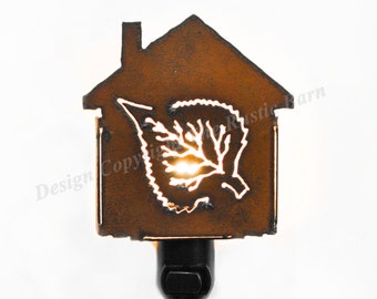 ASPEN LEAF nightlight night light made of Rustic Rusty Rusted Recycled Metal