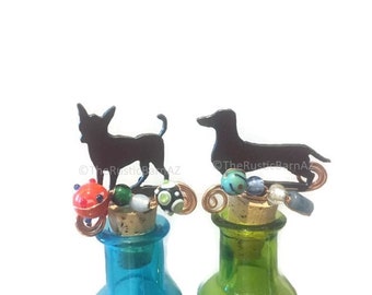 DACHSHUND Weiner Dog or CHIHUAHUA  Rusty Rustic Rusted Metal Decorative Wine Bottle Cork Stopper Topper also wholesale