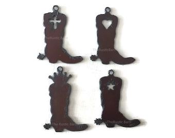 Rustic COWBOY BOOT  (any 3 pieces) Charm Pendant Set made of Rustic Rusty Rusted Recycled Metal
