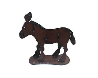 DONKEY small YARD ART Rusted Rustic made of rusted rusty recycled metal