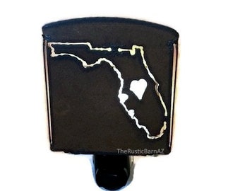 FLORIDA State shape nightlight night light made of Rustic Rusty Rusted Recycled Metal