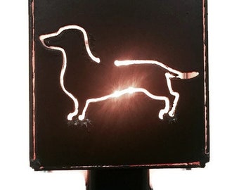 DACHSHUND DOXIE nightlight night light made of Rustic Rusty Rusted Recycled Metal