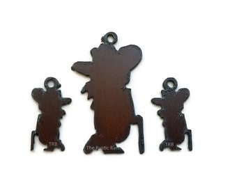 COLONEL REBEL Pendant and small charm set made of rusty rustic recycled metal