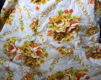 Vintage Twin Flat Grant/'s Home Bed Sheet Floral Blue and Green on White Lace Trim Bed Linens Bedroom Muslin Groovy Fabric Retro Curtain