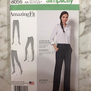 8056 Amazing Fit Collection 11pc Pattern Misses Womens Flared Pants in Two Lengths or Shorts. Slim, Average, and Curvy Fit. 10-18 or 20W-28W