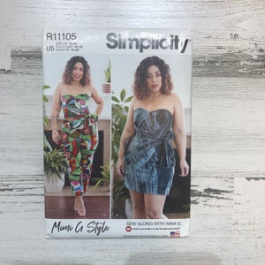 11105 Mimi G Style Simplicity Pattern Misses Strapless Jumpsuit and Mini Dress Size 6-14 or 16-24