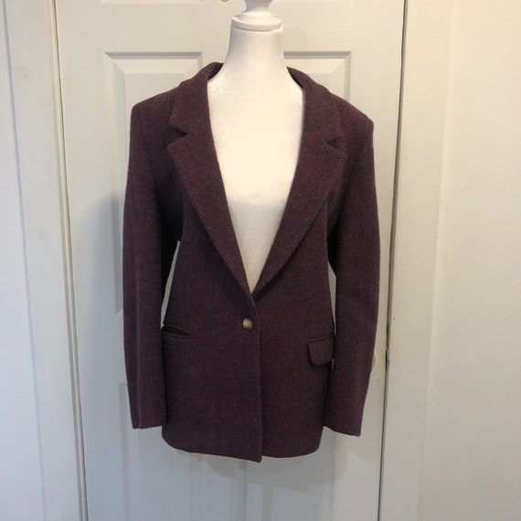 Womens Purple Harris Tweed 100% Scottish Wool Blaz
