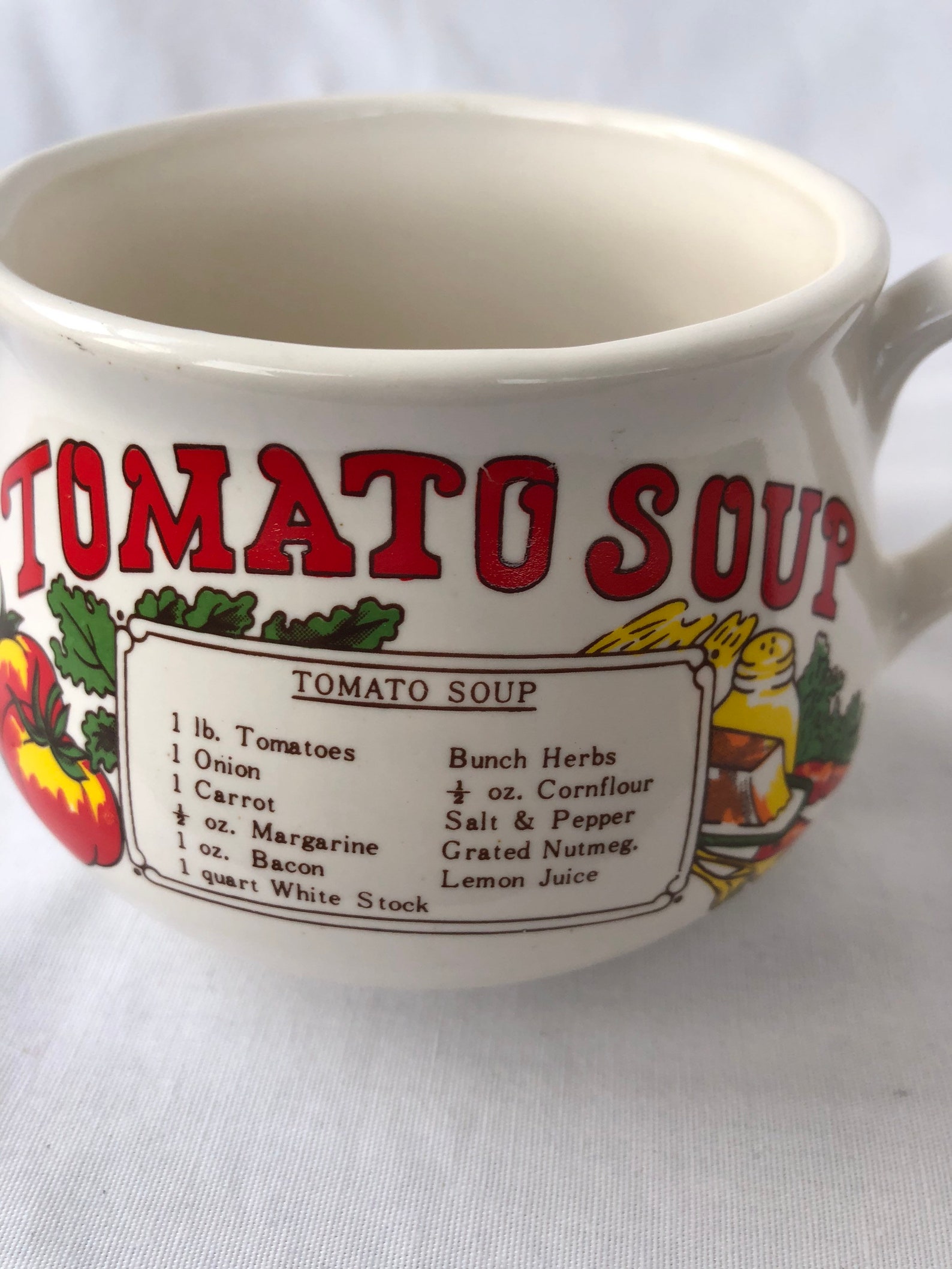 Vintage Tomato Soup Recipe Wide Mug with Handle Etsy