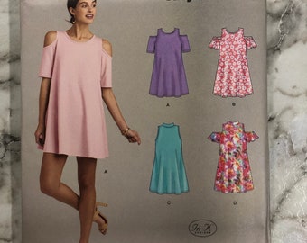 Simplicity 8383 Misses Knit Trapeze Dress With Neckline and Sleeve Variations Sewing Pattern Size 6-14 or 14-22 / UNCUT Factory Folded - Etsy Simplicity 8383 Misses Knit Trapeze Dress With Neckline and Sleeve Variations Sewing Pattern Size 6-14 or 14-22 / UNCUT Factory Folded - Etsy