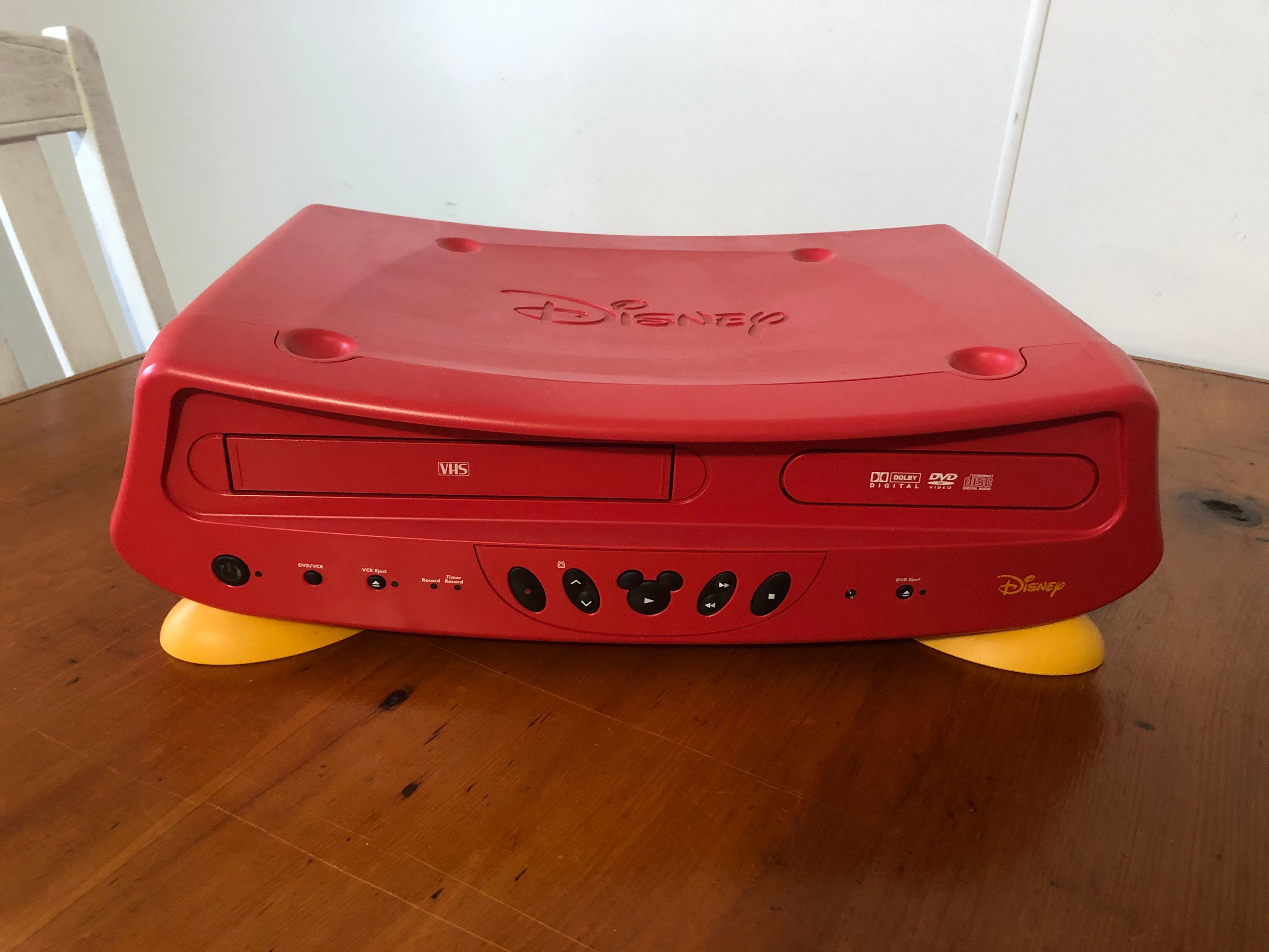 Red Disney Vhs Dvd Player Complete Working With Cords Etsy