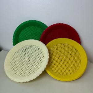 Colorful Set of 12 Paper Plate Holders in Green, Red, White, and Yellow