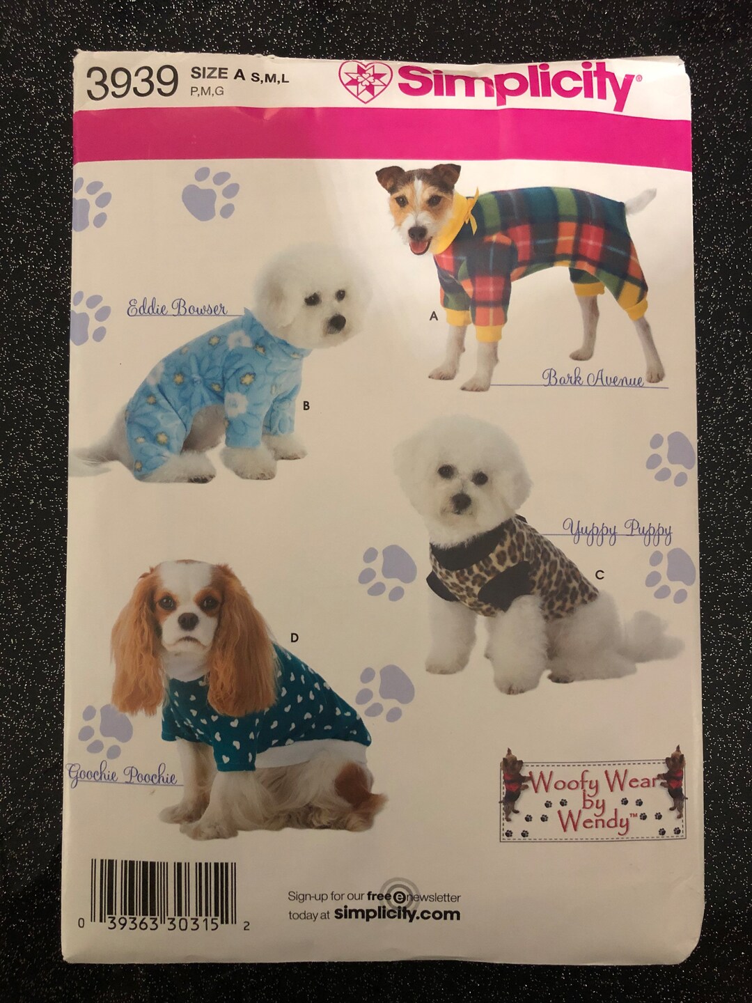3939 Simplicity 11pc Pattern for Dog Clothes in Three Sizes S, M, & L ...