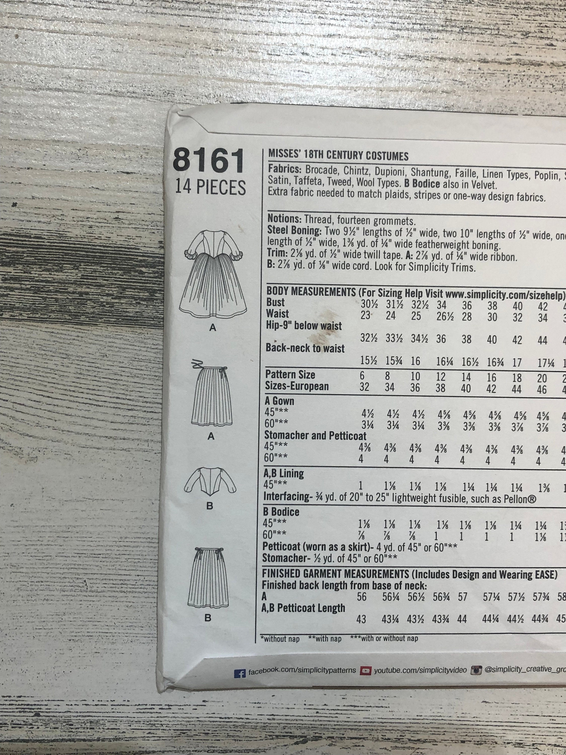 8161 American Dutches Highlander Bridgerton Simplicity Pattern ...